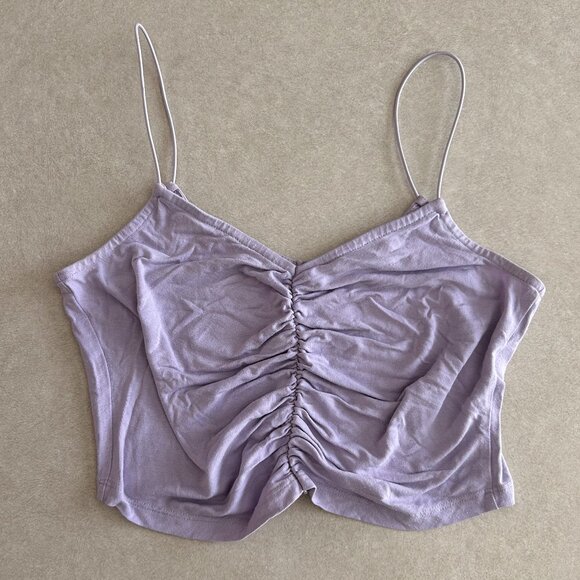 ASOS Design Petite Lilac Crop Cami with Ruched Front and Spaghetti Straps - Picture 2 of 7